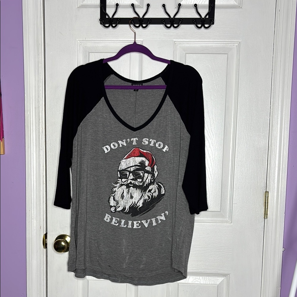 Torrid Raglan Sleeve Santa Tee